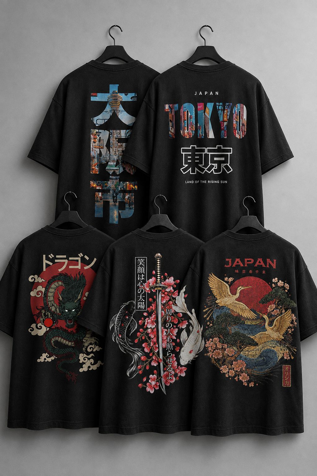 5'Li Tokyo Drop Unisex Tişört Set - Karışık