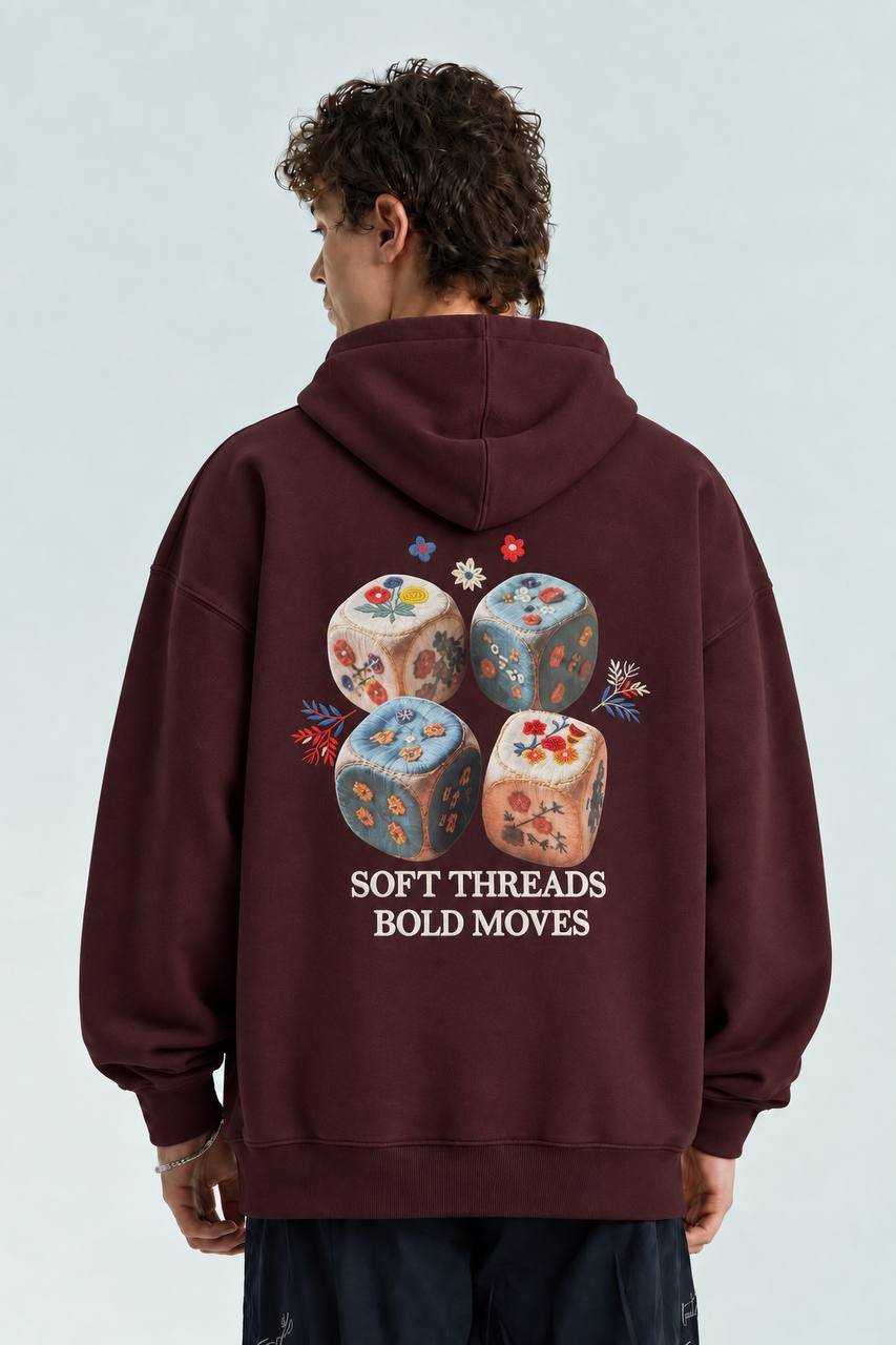 Brane Oversize Kesim Özel Tasarım Unisex Hoodie - Bordo