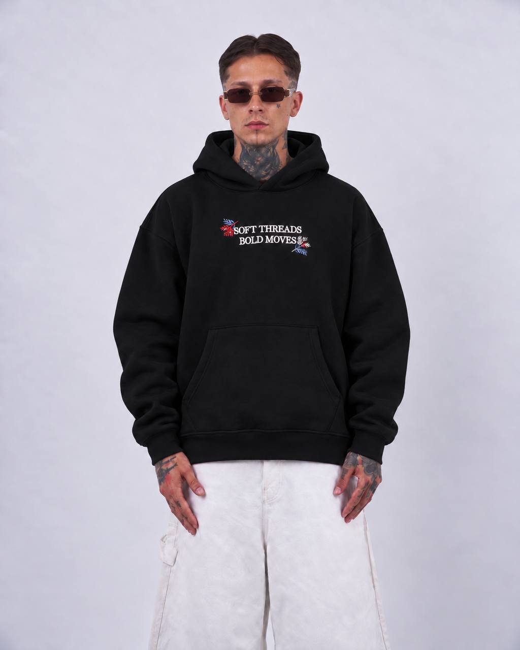 Brane Oversize Kesim Özel Tasarım Unisex Hoodie - Siyah - Görsel 2