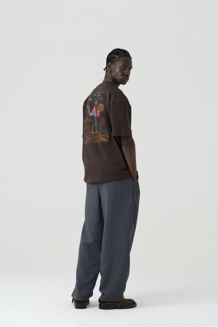 Camel Oversize Kesim Unisex Tişört Özel Tasaırm - Kahverengi - Görsel 3