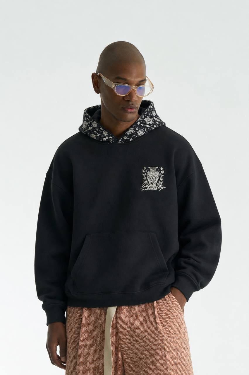 Desert Oversize Kesim Özel Tasarım Unisex Hoodie - Siyah - Görsel 2