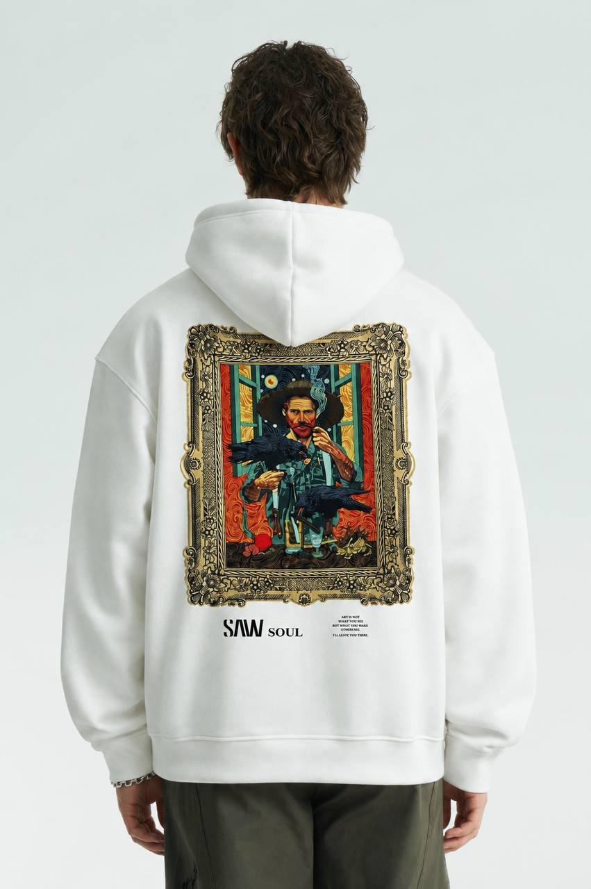 Dora Oversize Kesim Özel Tasarım Unisex Hoodie - Beyaz