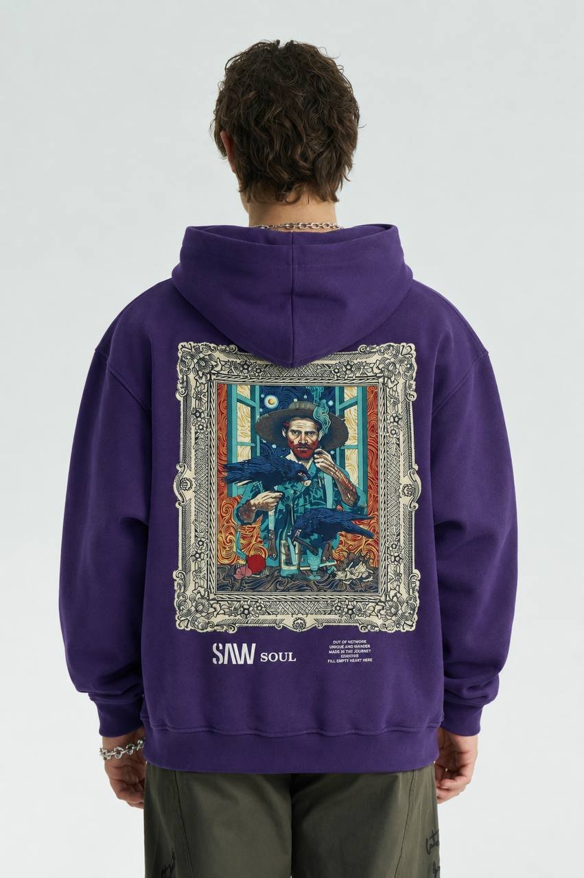 Dora Oversize Kesim Özel Tasarım Unisex Hoodie - Mor