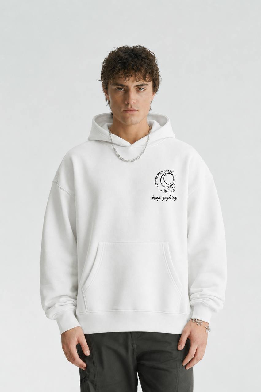 Dora Oversize Kesim Özel Tasarım Unisex Hoodie - Beyaz - Görsel 2
