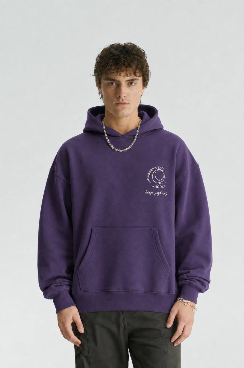 Dora Oversize Kesim Özel Tasarım Unisex Hoodie - Mor - Görsel 2