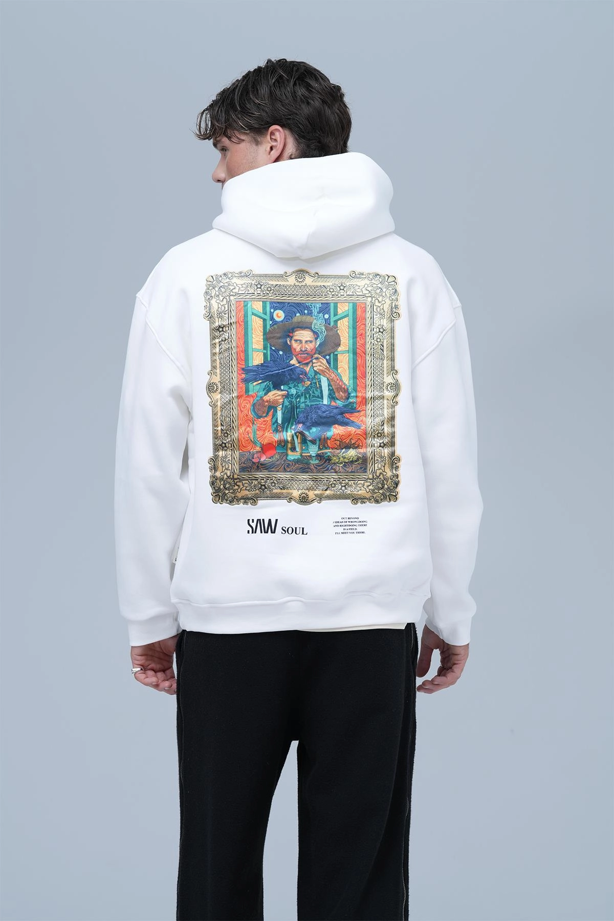 Dora Oversize Kesim Özel Tasarım Unisex Hoodie - Beyaz