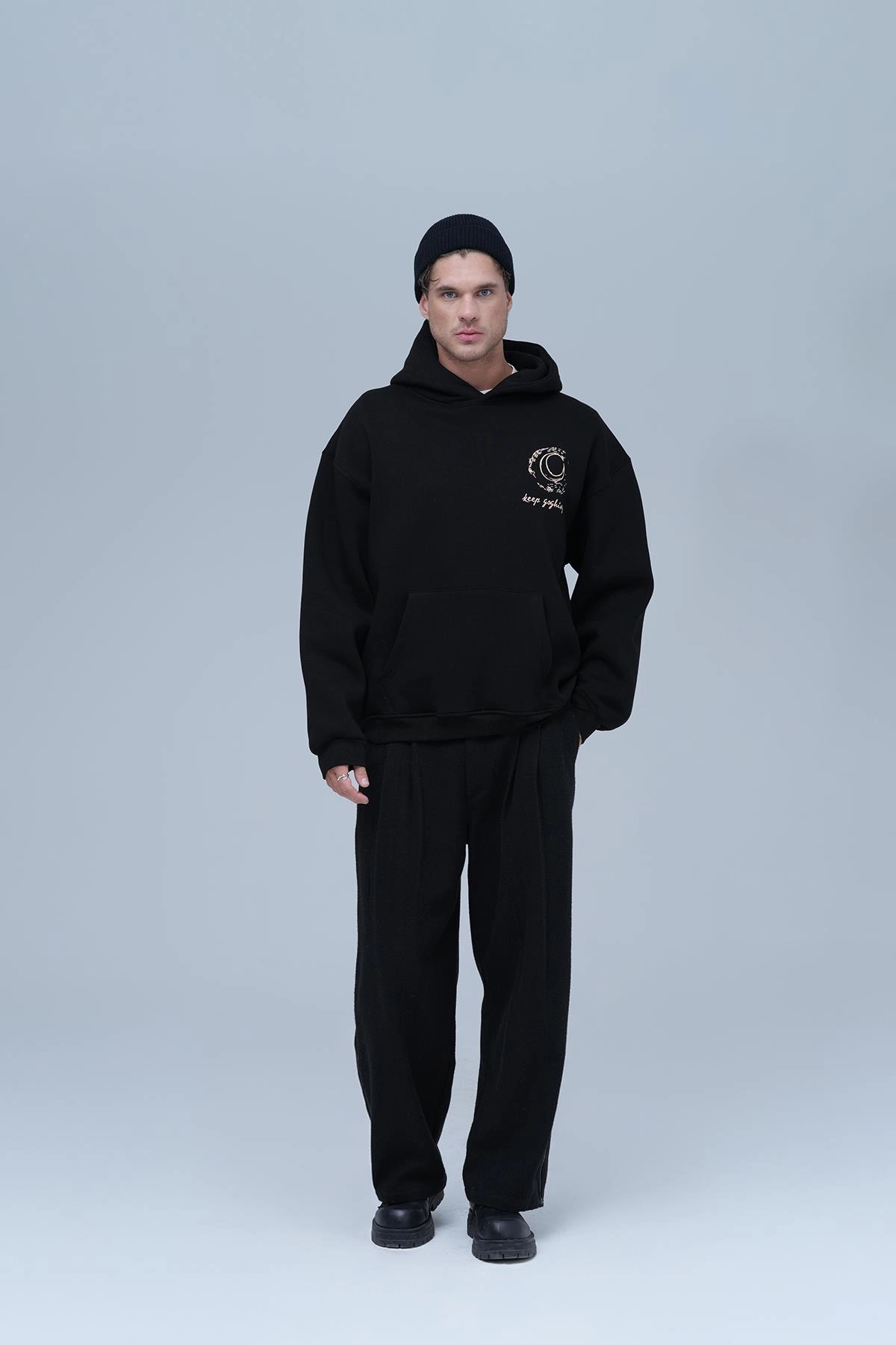 Dora Oversize Kesim Özel Tasarım Unisex Hoodie - Siyah - Görsel 3