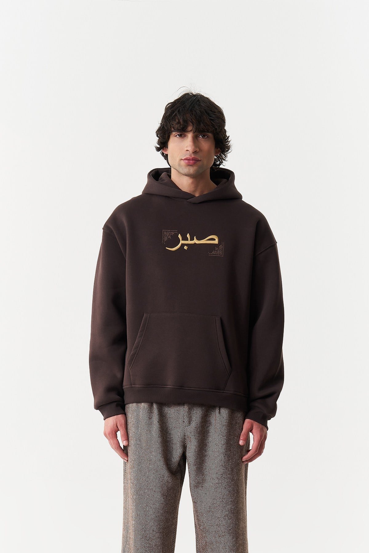 Kety Oversize Kesim Özel Tasarım Unisex Hoodie - Kahverengi