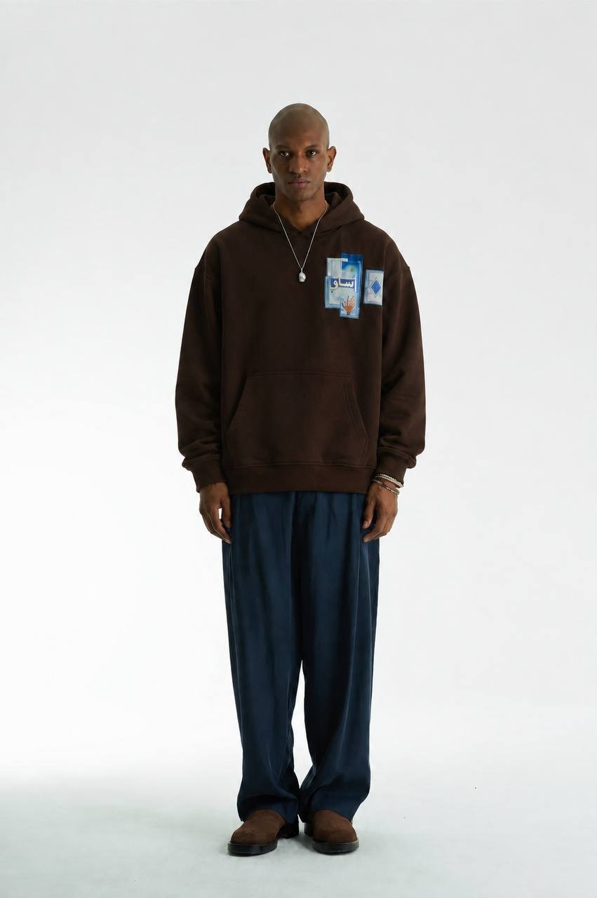 Kufs Oversize Kesim Özel Tasarım Unisex Hoodie - Kahverengi - Görsel 2