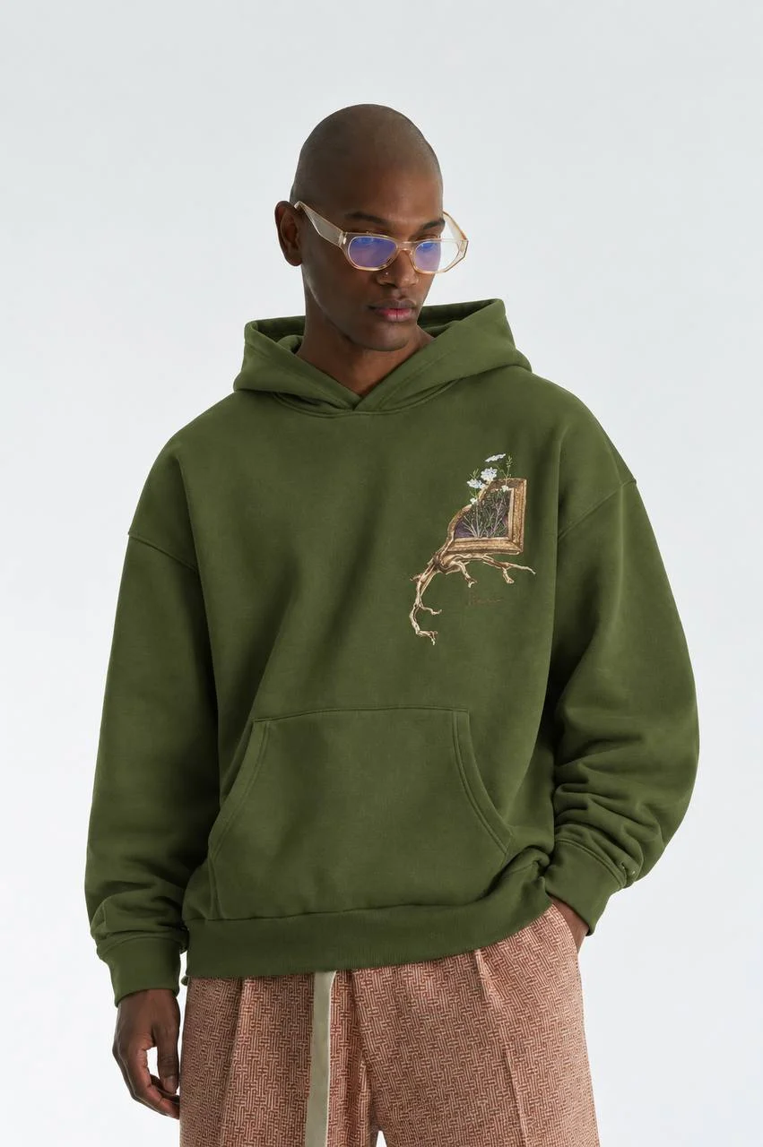 Limb Oversize Kesim Özel Tasarım Unisex Hoodie - Yeşil - Görsel 2