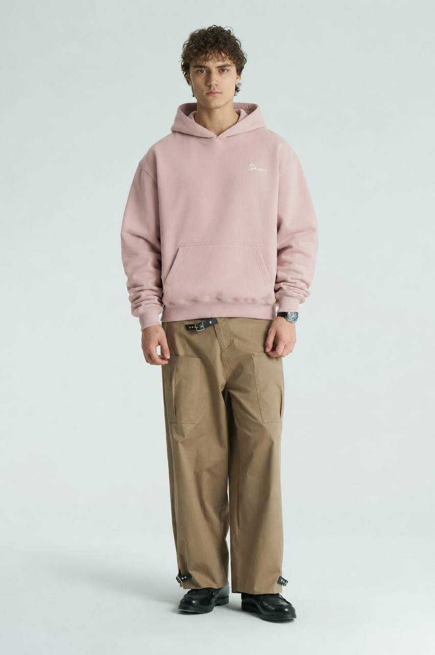 Lyon Oversize Kesim Özel Tasarım Unisex Hoodie - Pembe - Görsel 2