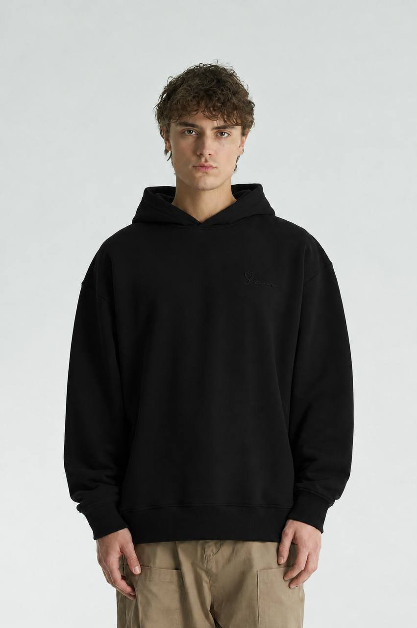 Mim Oversize Kesim Özel Tasarım Unisex Hoodie - Siyah - Görsel 2
