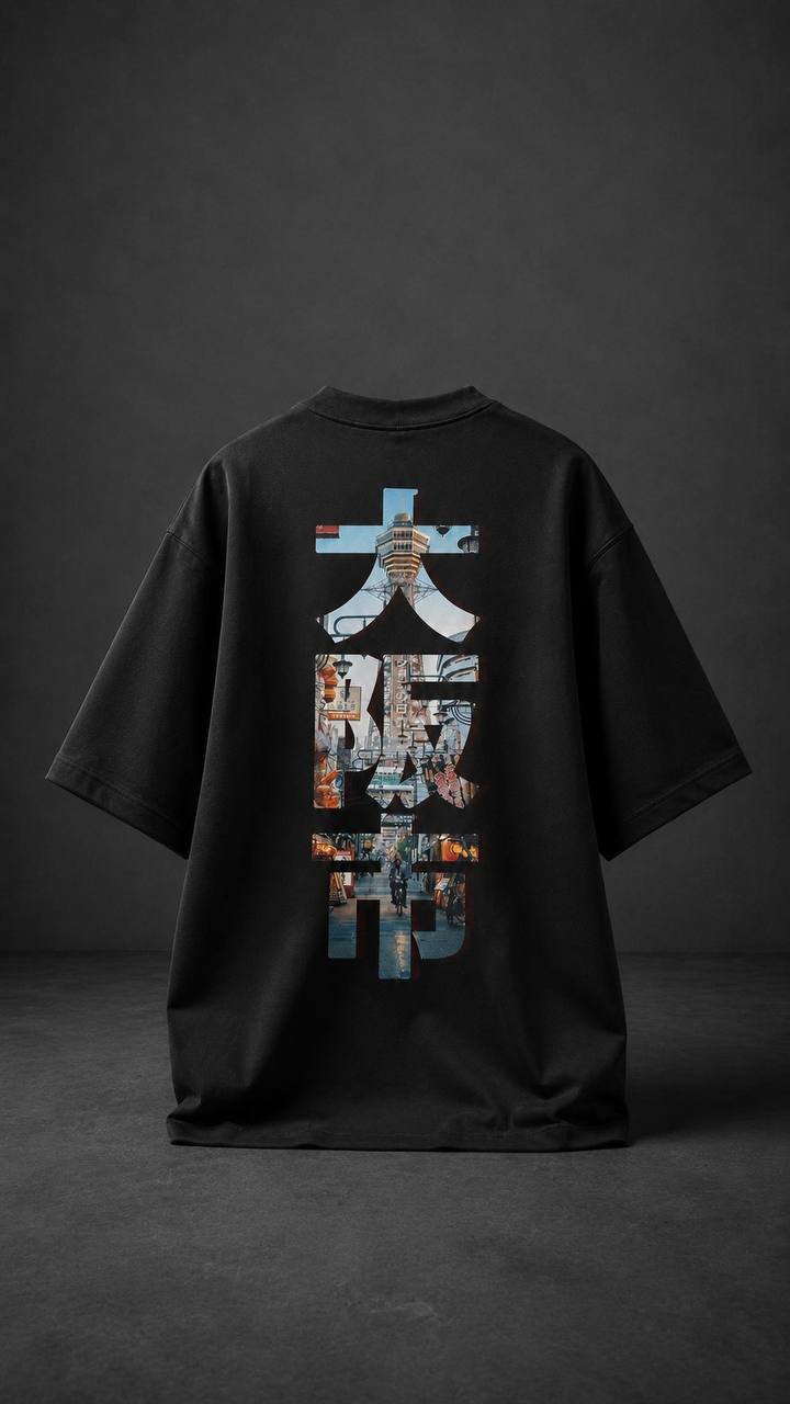 Shibuya Oversize Kesim Özel Tasarım Tişört - Siyah