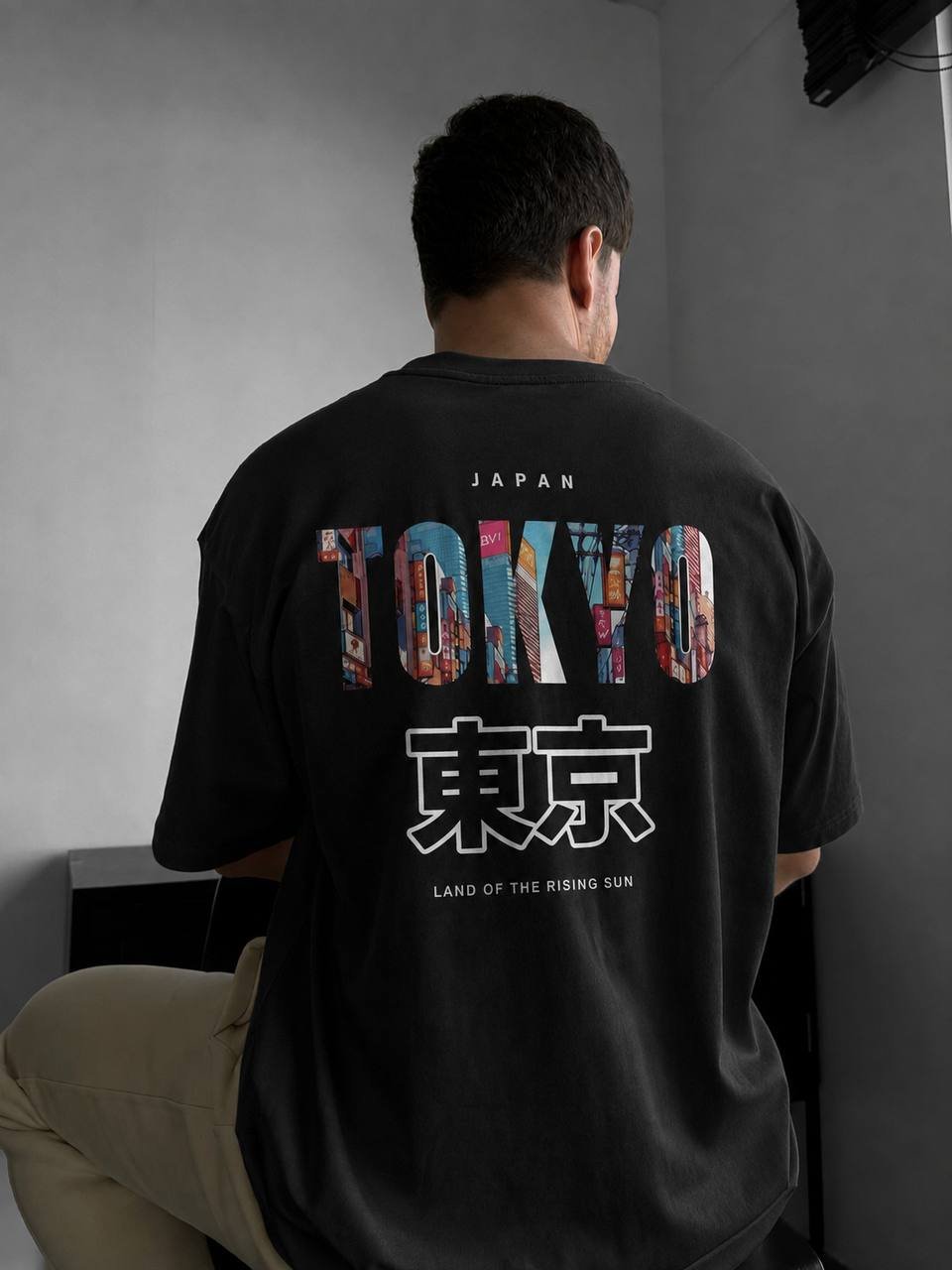 Tokyo Oversize Kesim Özel Tasarım Tişört - Siyah - Görsel 2