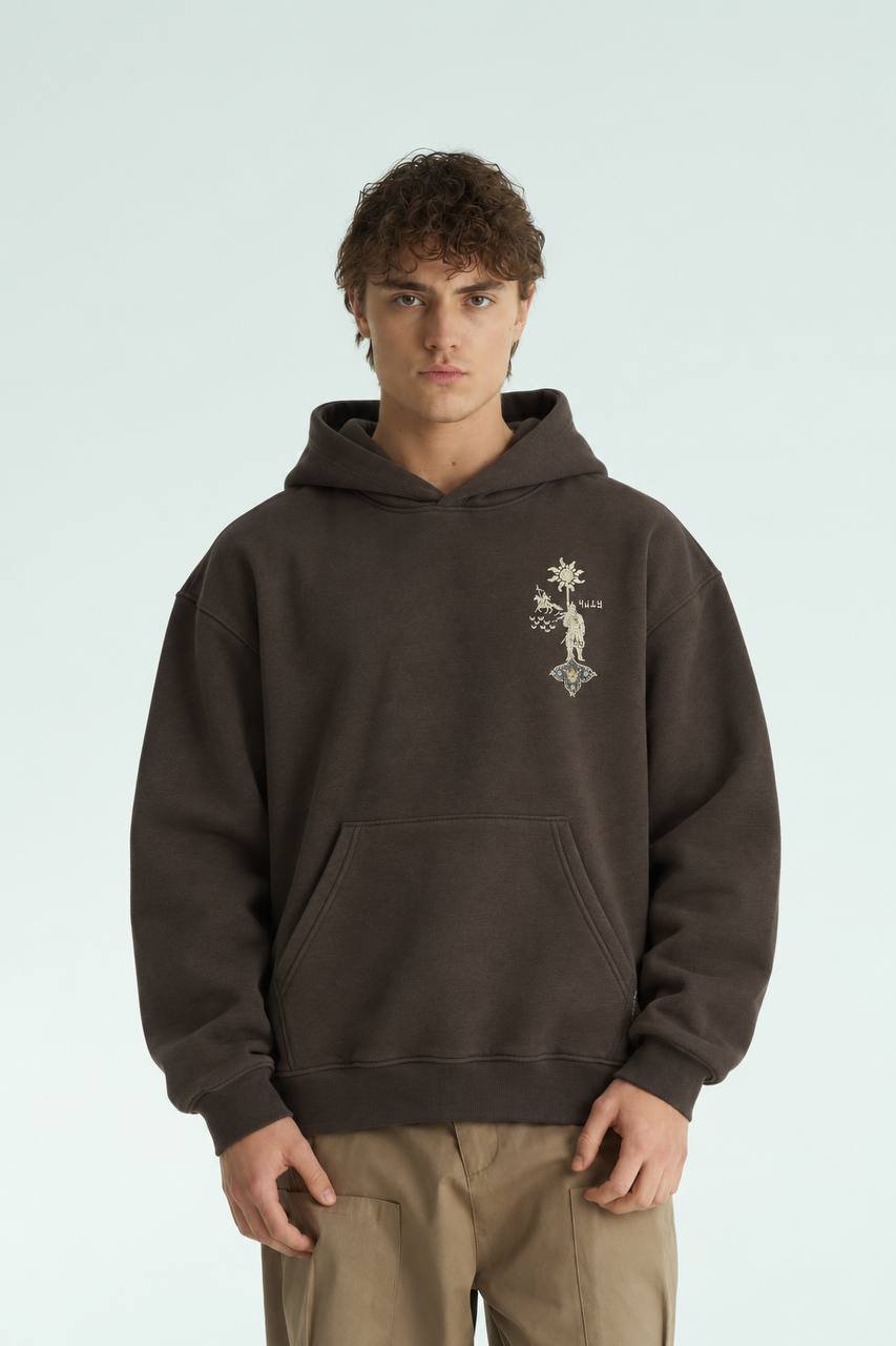 Türk Oversize Kesim Özel Tasarım Unisex Hoodie %40 - Kahverengi - Görsel 2