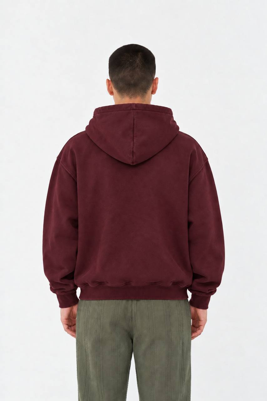Twenty Özel Tasarım Oversize Kesim Unisex Hoodie - Bordo - Görsel 2