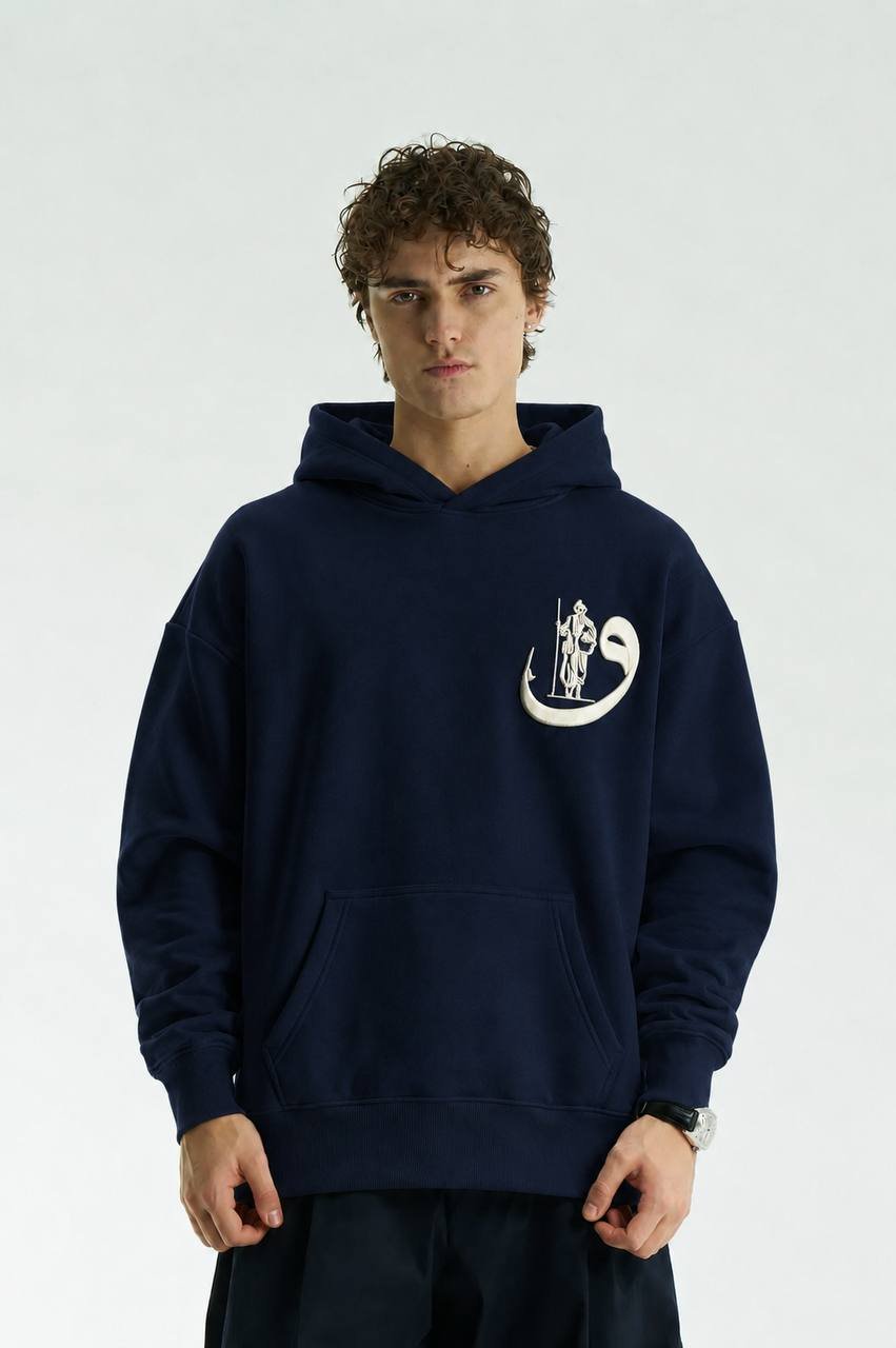 Vety Oversize Kesim Özel Tasarım Unisex Hoodie - Lacivert - Görsel 2