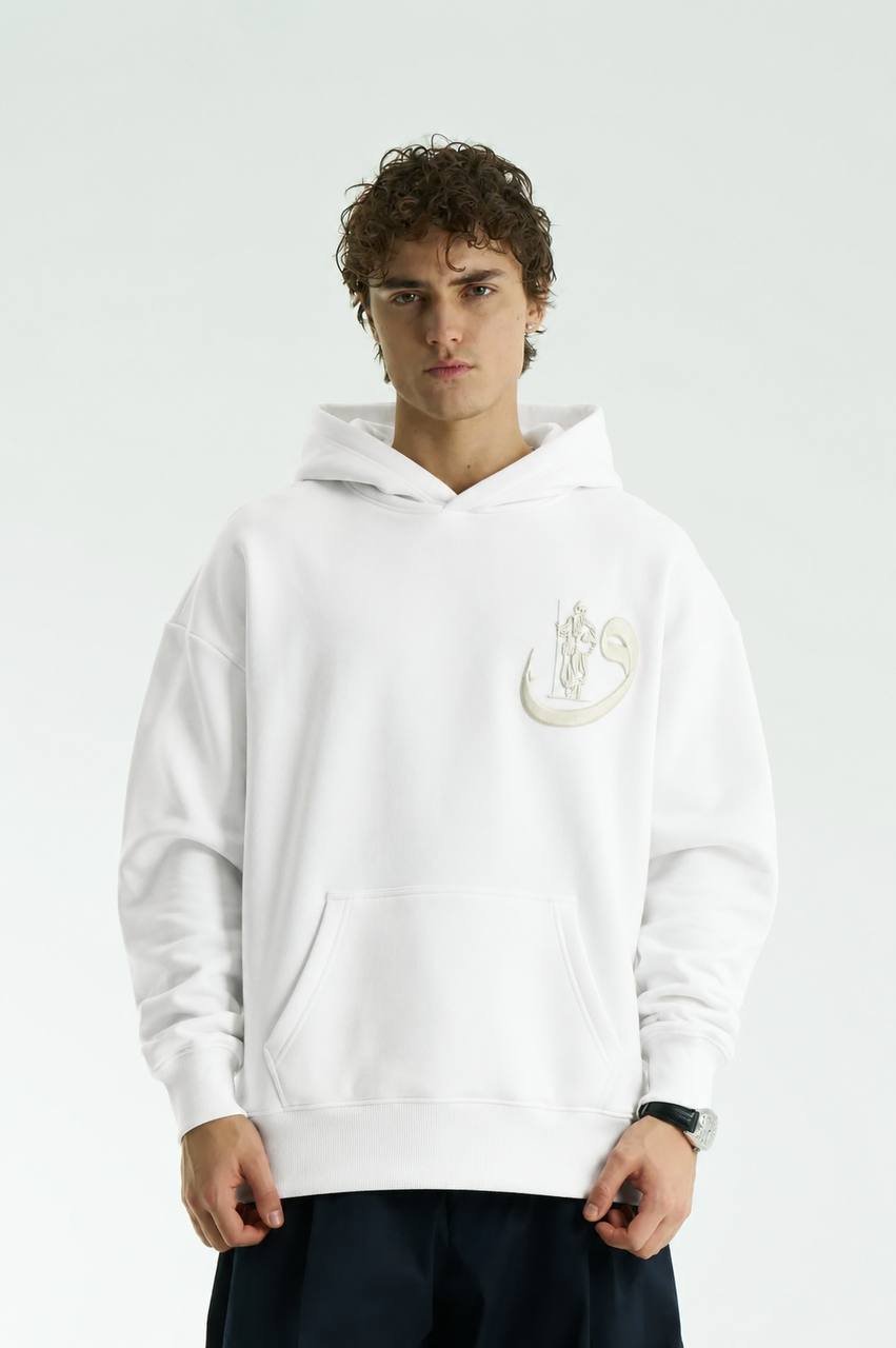Vety Oversize Kesim Özel Tasarım Unisex Hoodie - Beyaz - Görsel 2